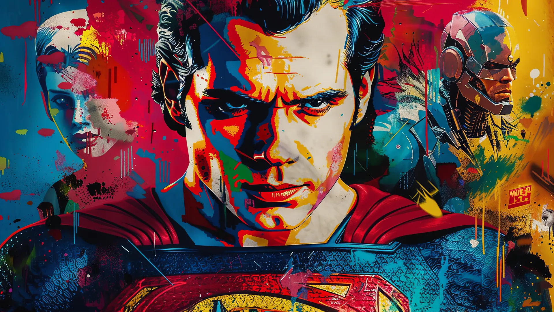 Image Pop Art de Superman, et Cyborg